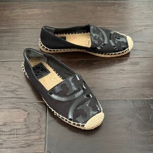 Tory Burch Black and Tan Espadrilles